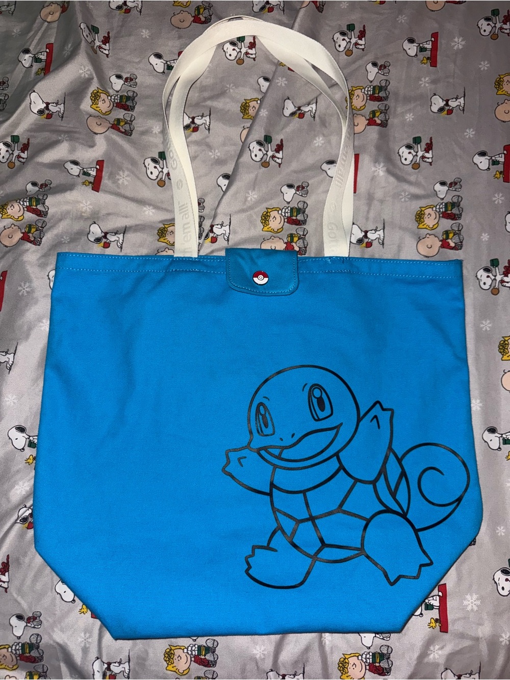 Pokemon Blue Squirtle Tote with Cream/White Straps